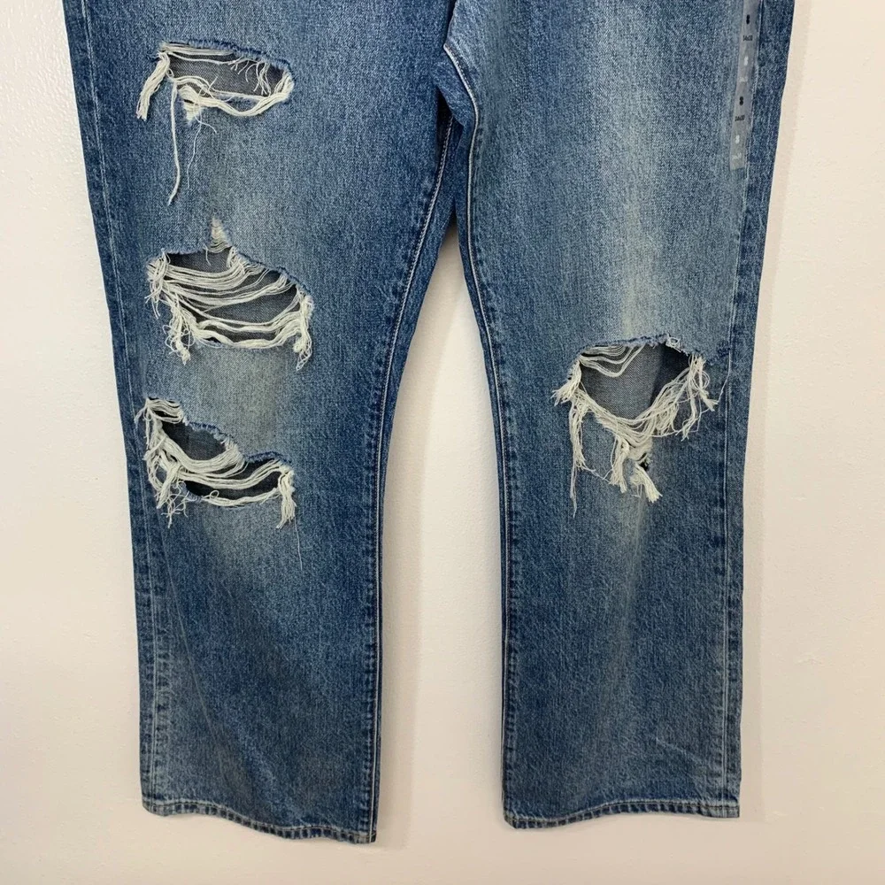 Lucky Brand Easy Rider Boot Distressed Rigid Blue Jeans Men  34x30 New Casual
